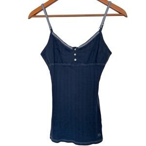 Y2K Aeropostale Lace Trim Henley Babydoll Cami Tank Top Size Medium